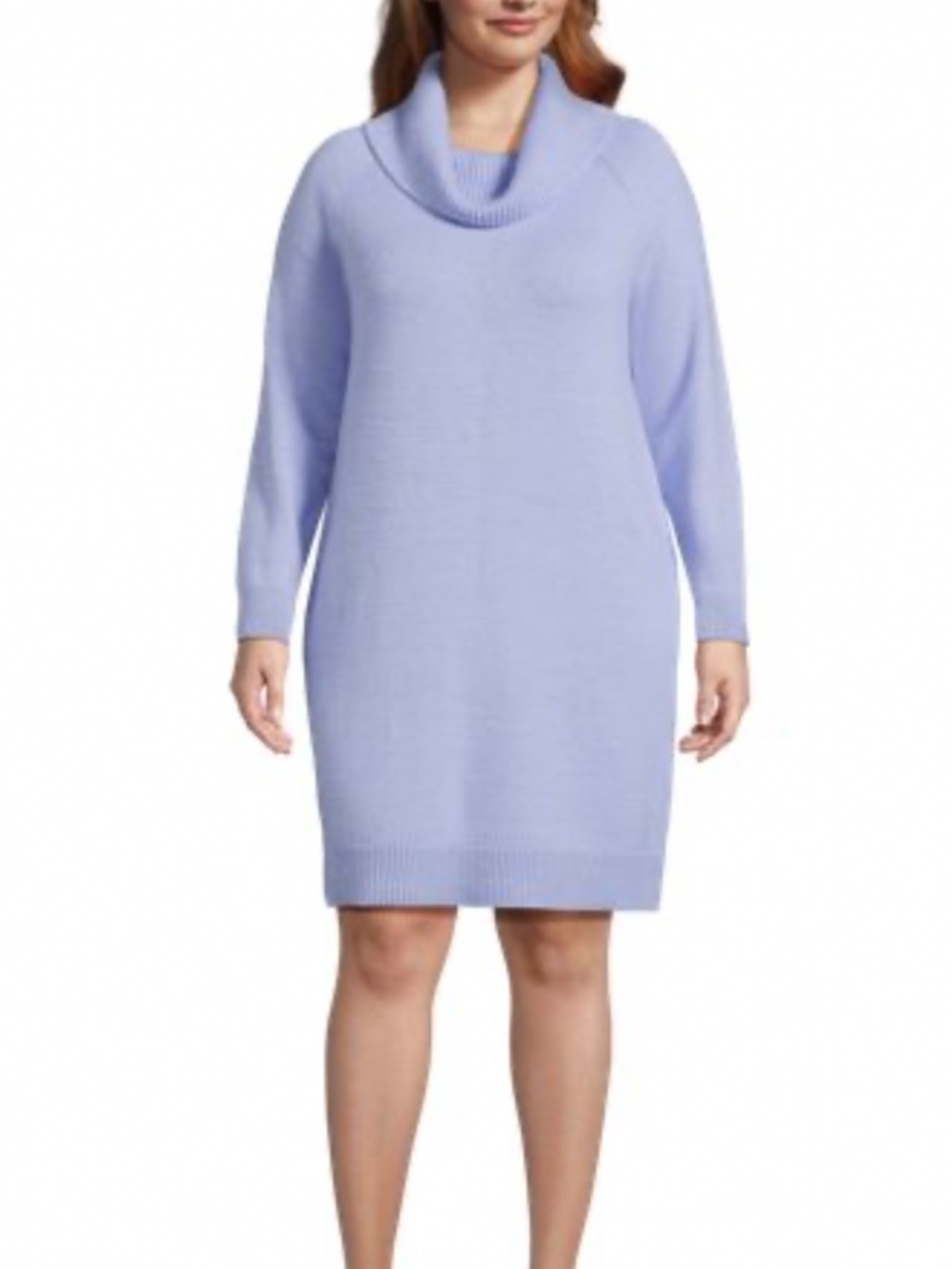LANDS END Plus Size Cozy Cowl Neck Sweater DRESS Size: 1X New Lilac Wool Blend